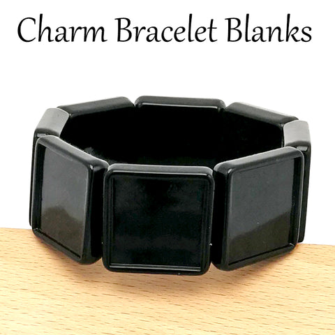 20mm Charm Bracelet Blanks, Blank Bracelet Base, Square Bracelet Bezel Blank, Elastic Bracelet Setting, Stretchy Bracelet for Custom Jewelry