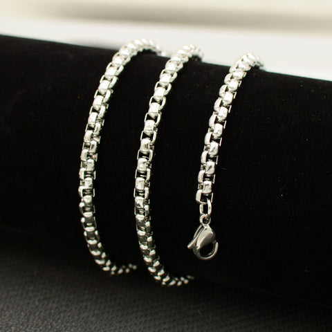 Stainless Steel Necklace for Men Women, 16, 18, 20, 22, 24, 30 Inches Round Box Chain Necklace, Stainless Steel Chain Necklace Wholesale
