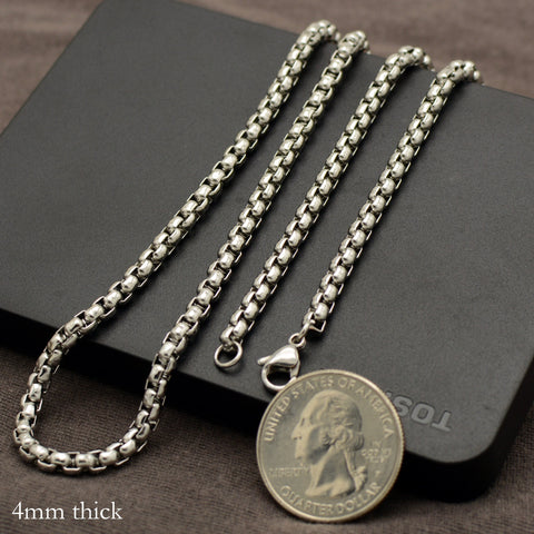 Stainless Steel Necklace for Men Women, 16, 18, 20, 22, 24, 30 Inches Round Box Chain Necklace, Stainless Steel Chain Necklace Wholesale