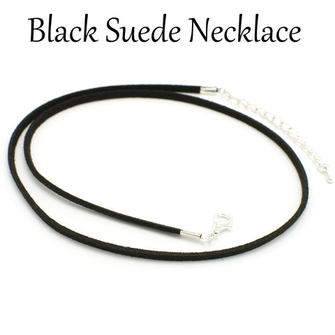 10/50 pcs - 18 Inch Black Suede Necklace, Suede Cord Necklace with extender, Bulk Wholesale Black Necklaec for Women Jewelry Making