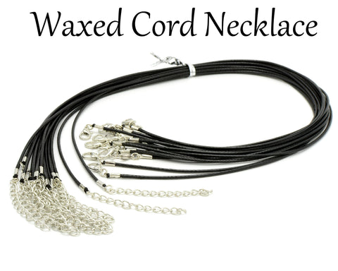 10/50 pcs - Black Waxed Necklace Cord in High Quality, 18 Inch Waxed cord necklace/ choker, Bulk Wholesale Black Wax Cord Necklaec for Women