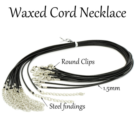 10/50 pcs - Black Waxed Necklace Cord in High Quality, 18 Inch Waxed cord necklace/ choker, Bulk Wholesale Black Wax Cord Necklaec for Women