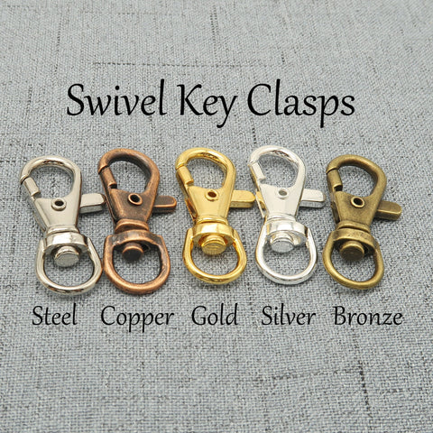 100 Wholesale Keychain Supplies Gold Silver Bronze Copper, Swivel Clip Key Clasp, Swivel Hook Snap Fob for Key Chain Making for Men Women