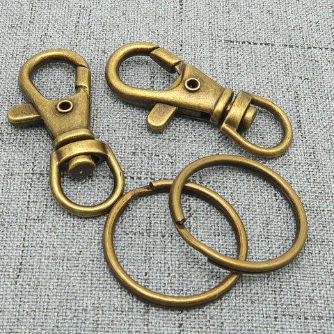 100 Wholesale Keychain Supplies Gold Silver Bronze Copper, Swivel Clip Key Clasp, Swivel Hook Snap Fob for Key Chain Making for Men Women