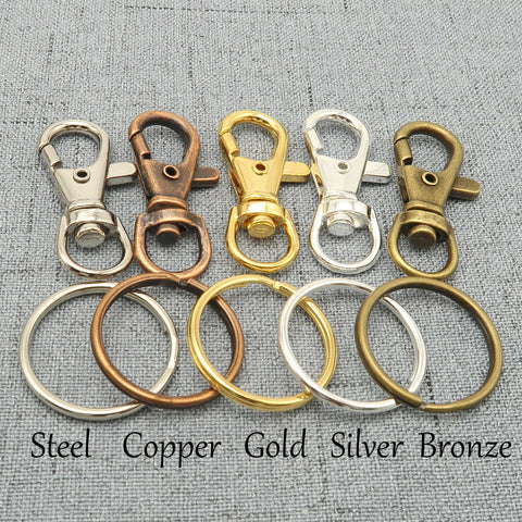 100 Wholesale Keychain Supplies Gold Silver Bronze Copper, Swivel Clip Key Clasp, Swivel Hook Snap Fob for Key Chain Making for Men Women