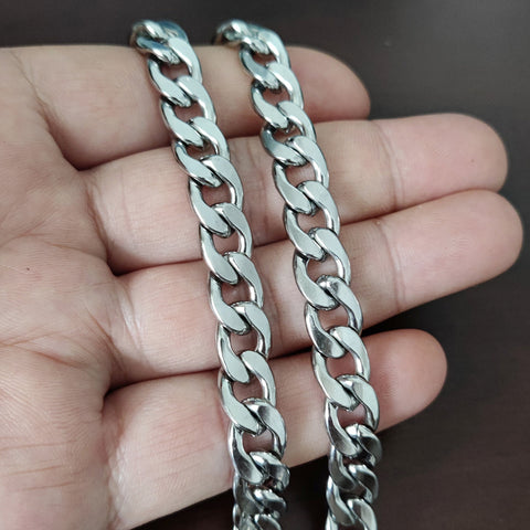 Stainless Steel Necklaces for Men Women, Silver Tone 10mm Miami Cuban Link Necklace Choker, Big Heavy Necklace, Gift for him or her