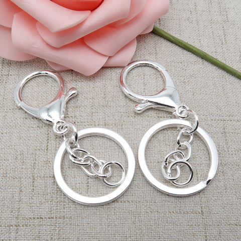 Key Chain Keyring, Big Lobster Clasp Hook + Chain + Key Ring + Jump rings Bronze Gold Copper Silver Gold Keychain Supplies