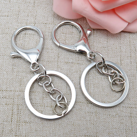 Key Chain Keyring, Big Lobster Clasp Hook + Chain + Key Ring + Jump rings Bronze Gold Copper Silver Gold Keychain Supplies