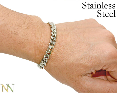 Stainless Steel Cuban Bracelet for Men or Women, Cuban Chain Bracelet, Cuban Link Bracelet, Silver Cuban Chain Necklace, Gift for Him Her