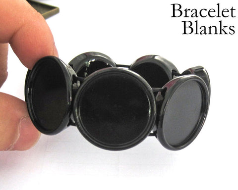 25mm Round Handmade Bracelet Bezel Blank Base, Square Stretchy Bracelet Setting for Cabochon Stone Epoxy Resin - Custom Jewelry Making
