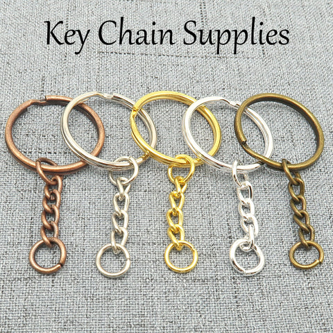 Wholesale Split Key Ring Keychains in Gold Silver Steel Bronze Copper, Round Keyring with Chain Jump Rings for Jewelry Making