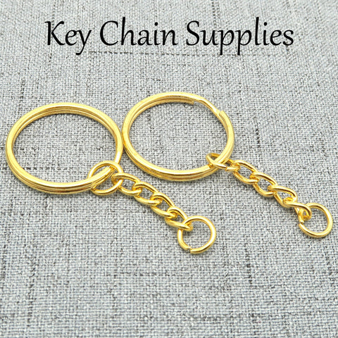 Wholesale Split Key Ring Keychains in Gold Silver Steel Bronze Copper, Round Keyring with Chain Jump Rings for Jewelry Making