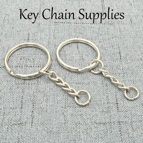 Wholesale Split Key Ring Keychains in Gold Silver Steel Bronze Copper, Round Keyring with Chain Jump Rings for Jewelry Making