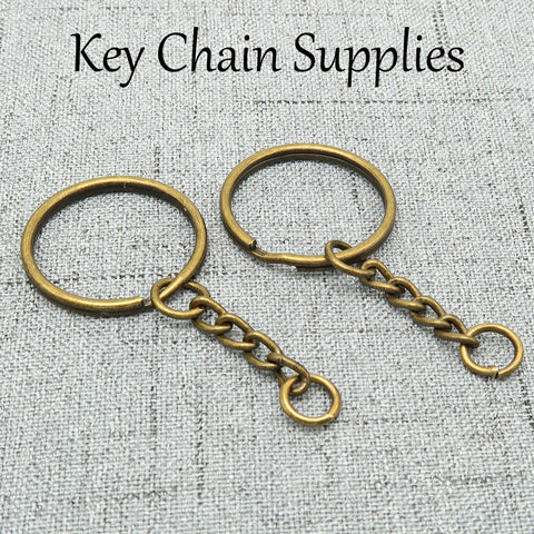 Wholesale Split Key Ring Keychains in Gold Silver Steel Bronze Copper, Round Keyring with Chain Jump Rings for Jewelry Making