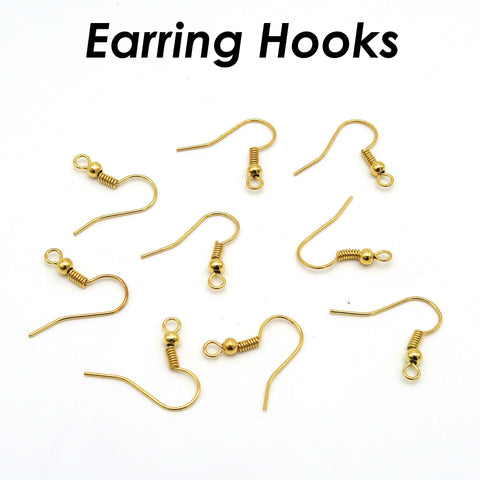 100 x French Earring Hook Bulk Wholesale Hypoallergenic Earring Wire Findings for Jewelry Making - Silver Gold Bronze Copper Gunmetal
