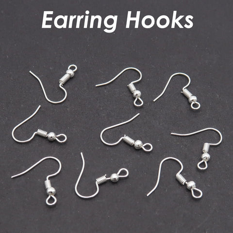 100 x French Earring Hook Bulk Wholesale Hypoallergenic Earring Wire Findings for Jewelry Making - Silver Gold Bronze Copper Gunmetal