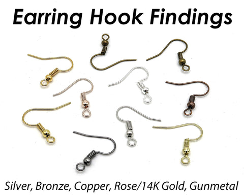 100 x French Earring Hook Bulk Wholesale Hypoallergenic Earring Wire Findings for Jewelry Making - Silver Gold Bronze Copper Gunmetal