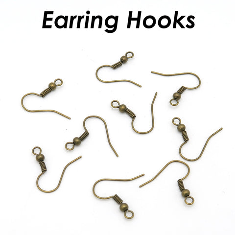 100 x French Earring Hook Bulk Wholesale Hypoallergenic Earring Wire Findings for Jewelry Making - Silver Gold Bronze Copper Gunmetal