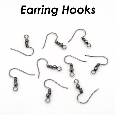 100 x French Earring Hook Bulk Wholesale Hypoallergenic Earring Wire Findings for Jewelry Making - Silver Gold Bronze Copper Gunmetal