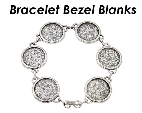 18mm Round Bezel Bracelet Blanks, Antique Silver Bronze Copper Bracelet Base Tray Setting for Cabochon Stone or Resin Jewelry Making