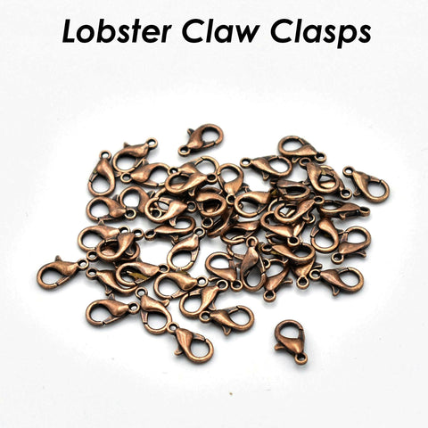 100 x Lobster Clasp Bulk Wholesale Findings Supplies, Silver Bronze Copper Gunmetal Lobster Claw Clasp for Jewelry Making