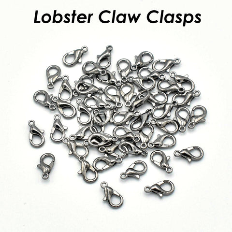100 x Lobster Clasp Bulk Wholesale Findings Supplies, Silver Bronze Copper Gunmetal Lobster Claw Clasp for Jewelry Making