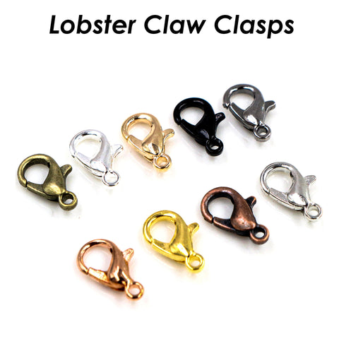 100 x Lobster Clasp Bulk Wholesale Findings Supplies, Silver Bronze Copper Gunmetal Lobster Claw Clasp for Jewelry Making