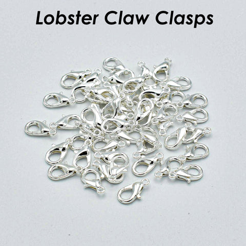 100 x Lobster Clasp Bulk Wholesale Findings Supplies, Silver Bronze Copper Gunmetal Lobster Claw Clasp for Jewelry Making