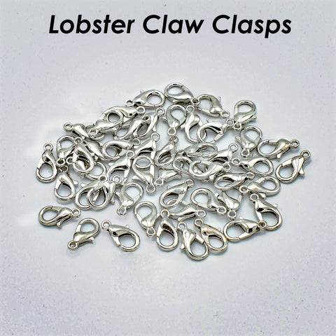100 x Lobster Clasp Bulk Wholesale Findings Supplies, Silver Bronze Copper Gunmetal Lobster Claw Clasp for Jewelry Making