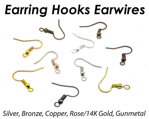 100 x French Earring Hook Bulk Wholesale Hypoallergenic Earring Wire Findings for Jewelry Making - Silver Gold Bronze Copper Gunmetal