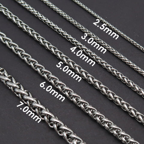 Wheat Chain Gold Black Silver, Round Franco Chain, Braid Chain, Bulk Stainless Steel Chain for Jewelry Making or Handbag