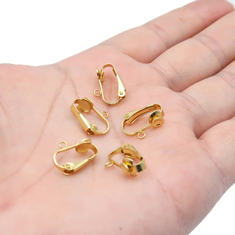 Stainless Steel Clip On Earring Converter with Comfort Pad, NO Pierced Lever Back Earclips, Surgical Earring Findings