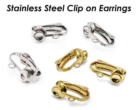 Stainless Steel Clip On Earring Converter with Comfort Pad, NO Pierced Lever Back Earclips, Surgical Earring Findings