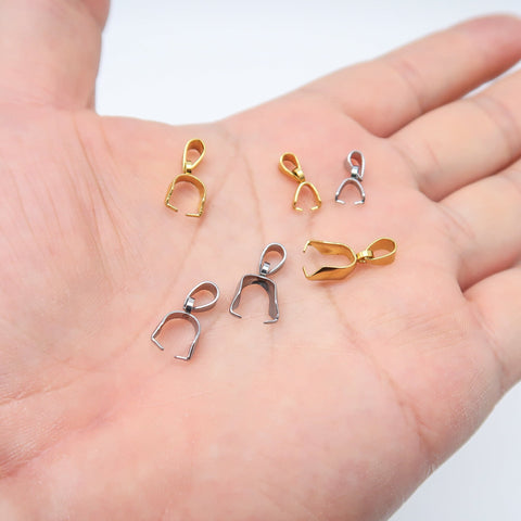 Ice Pick Bails Giold Silver, Stainless Steel Pinch Bail Clip Pendant Connectors Findings, Pinch Bails for Jewely Making