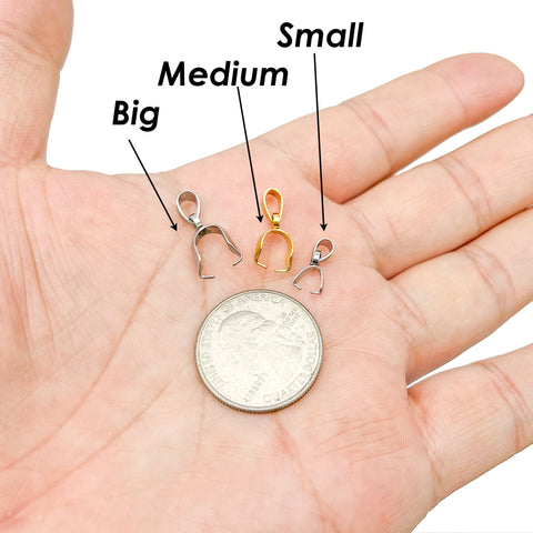 Ice Pick Bails Giold Silver, Stainless Steel Pinch Bail Clip Pendant Connectors Findings, Pinch Bails for Jewely Making