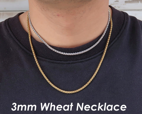 Wheat Chain Gold Black Silver, Round Franco Chain, Braid Chain, Bulk Stainless Steel Chain for Jewelry Making or Handbag