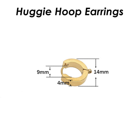 Huggie Hoop Earrings Stainless Steel, Muscly Black Silver Gold Huggie Earring Hoops with Loop, Huggie Hoop Earring Findings