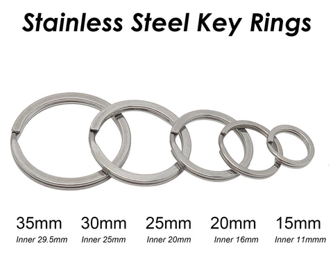 Stainless Steel Key Chain Rings, Silver Gold Keyring Clip, Flat Split Key Ring