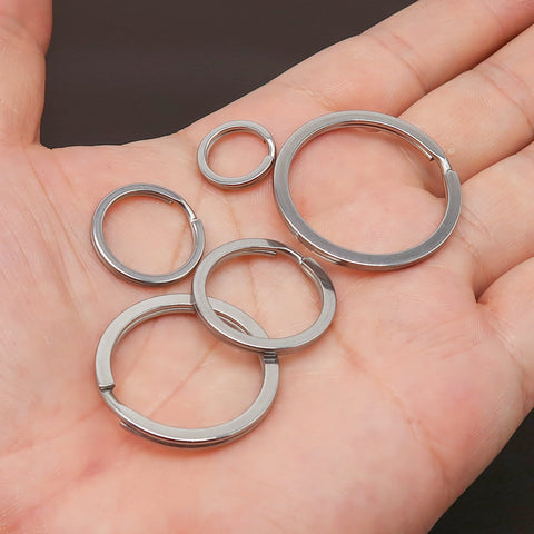 Stainless Steel Key Chain Rings, Silver Gold Keyring Clip, Flat Split Key Ring