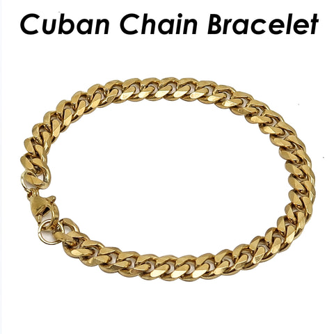 Stainless Steel Cuban Bracelet for Men Women, Gold Cuban Chain Bracelet, Cuban Link Bracelet, Cuban Chain Necklace, Gift for Him or Her