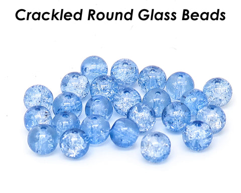 50 PCS - 8mm Crackle Beads, Crackle Glass Beads, Round Crackled Beads, Polished Sparkling Beads for Bracelet Necklace DIY Jewelry Making