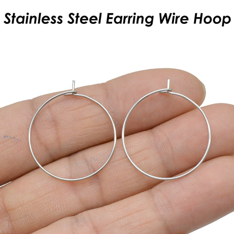20 x Stainless Steel Earring Hoops, Big Circle Earring Wire for Beading, Hypoallergenic Earring Findings Gold Plated for Jewelry Making