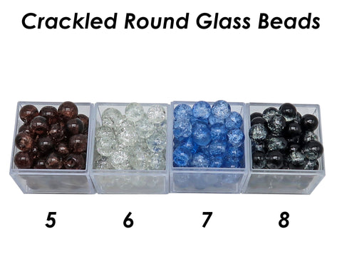 50 PCS - 8mm Crackle Beads, Crackle Glass Beads, Round Crackled Beads, Polished Sparkling Beads for Bracelet Necklace DIY Jewelry Making