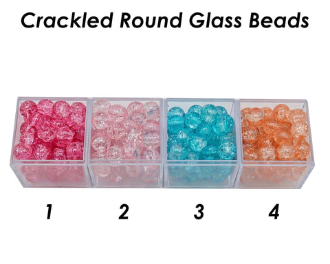 50 PCS - 8mm Crackle Beads, Crackle Glass Beads, Round Crackled Beads, Polished Sparkling Beads for Bracelet Necklace DIY Jewelry Making