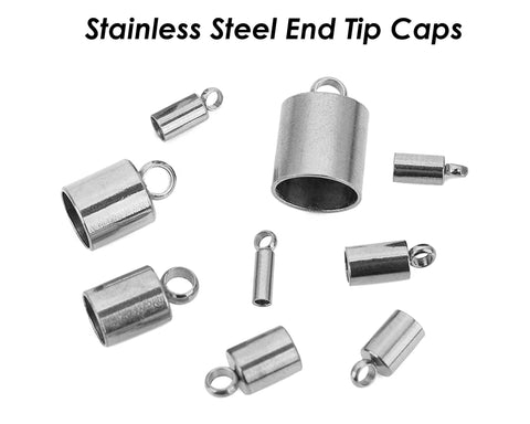 Stainless Steel Cord End Caps, Tarnish Free Silver Gold End Caps for Leather Tassel, Leather End Tip Caps, Wholesale Jewelry Findings