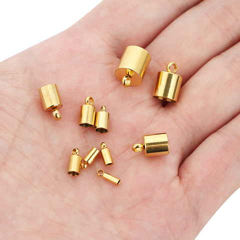 Stainless Steel Cord End Caps, Tarnish Free Silver Gold End Caps for Leather Tassel, Leather End Tip Caps for Jewelry Making