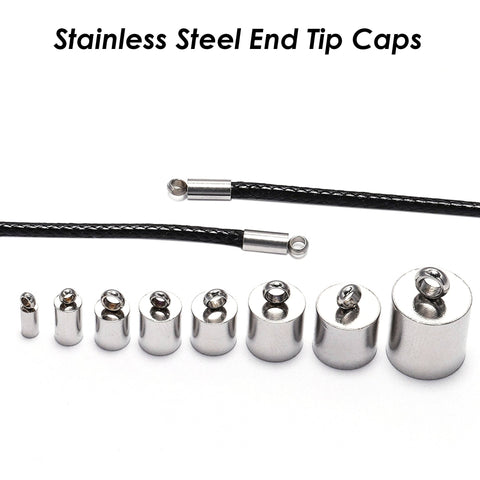 Stainless Steel Cord End Caps, Tarnish Free Silver Gold End Caps for Leather Tassel, Leather End Tip Caps, Wholesale Jewelry Findings