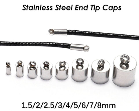 Stainless Steel Cord End Caps, Tarnish Free Silver Gold End Caps for Leather Tassel, Leather End Tip Caps, Wholesale Jewelry Findings