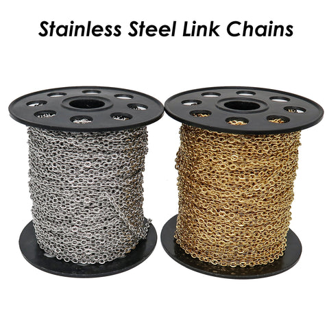 Stainless Steel Chain for Jewelry Making, Wholesale Bulk Chain by Foot Meter Length, Silver Gold Chain for Women Necklace Bracelet Making