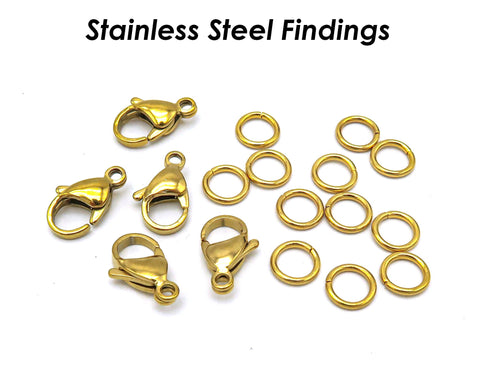 Stainless Steel Lobster Clasp Gold Silver Black, Stainless Steel Jump Rings, Tarnish Resistant Clasps Jumprings Jewelry Findings Supplies